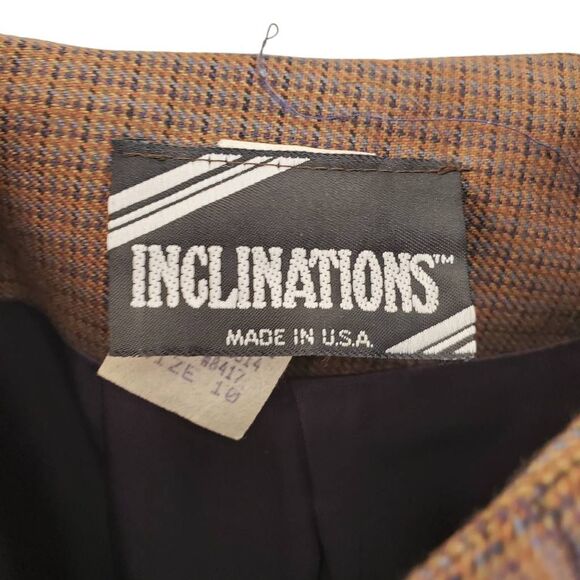 Inclinations Micro Houndstooth Pleated Back Zip Pencil Skirt Brown Tan Size 10 - Picture 7 of 12